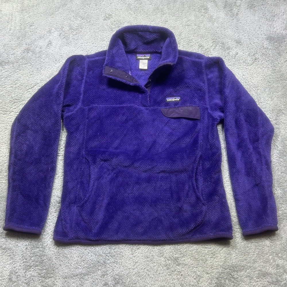 Patagonia Re-Tool Snap-T Pullover Womens M Purple Polartec Fleece Pocket Sweater